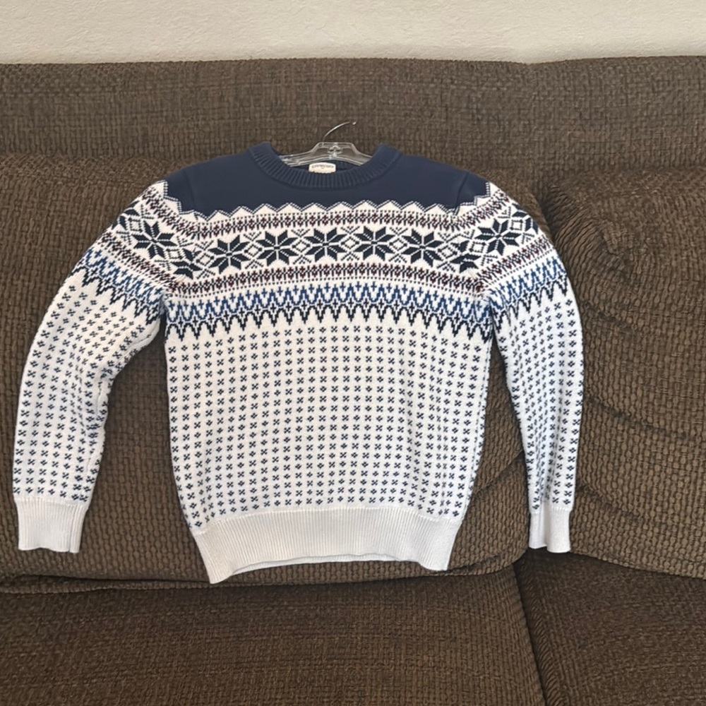 J. Crew Blue and White Crewneck Sweater Nordic Design